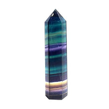Load image into Gallery viewer, Runyangshi Natural Rainbow Fluorite Healing Crystal Wands, Self Standing Healing Crystal Point Wand Faceted Prism Wand for Crystal Healing, Reiki, Home Decor (1, H 3.1"-3.5" (8-9cm))
