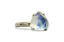 Load image into Gallery viewer, Stackable Vintage Gold Ring by Anemone Unique - 10mm 4-Prong Triangle Shape Moonstone Ring Fit for Engagement, Weddings, and Parties- Handmade Jewelry
