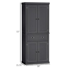 Load image into Gallery viewer, HOMCOM 72" Traditional Freestanding Kitchen Pantry Cabinet Cupboard with Doors and 3 Adjustable Shelves, Black
