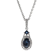 Load image into Gallery viewer, Gin and Grace 10K White Gold Genuine blue Sapphire Pendant with Diamonds for women | Ethically, authentically &amp; organically sourced (Square-cut) shaped Sapphire hand-crafted jewelry for her | Sapphire Necklace for women
