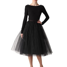 Load image into Gallery viewer, WDPL Women's A Line Short Knee Length Tutu Tulle Prom Party Skirt, Black, 3X
