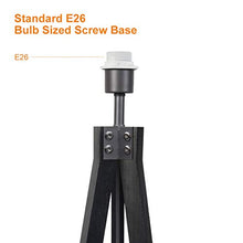 Load image into Gallery viewer, LEPOWER Wood Tripod Floor Lamp, Flaxen Lamp Shade with E26 Lamp Base, Mid Century Standing Lamp, Modern Design Studying Light for Living Room, Study Room and Bedroom(Black)
