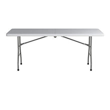 Load image into Gallery viewer, Office Star Resin Rectangle Center-Folding Portable Table for Picnics, Camping, and Tailgating, 6 Feet, Grey

