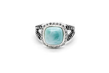 Load image into Gallery viewer, AZIEL Natural Larimar 925 Sterling Silver Larimar Ring Size 7 Antique Style
