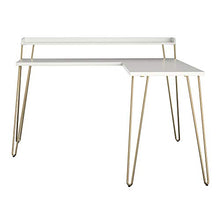 Load image into Gallery viewer, Ameriwood Home Haven L Riser, White/Gold Desk
