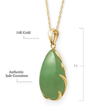 Load image into Gallery viewer, 14k Gold Natural Jade Teardrop Necklace Pendant, 18 inch
