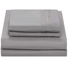 Load image into Gallery viewer, Chtoocy Luxurious Embroideried King Bed Sheet Set, 16" Extra Deep Pocket Fitted Sheet King Size , Super Soft 1800 King Bed Sheet Wrinkle Free Cooling Hypoallergenic 4PC King Sheets Set(Gray)
