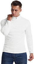 Load image into Gallery viewer, YTD Men's Classic Zip Up Long Sleeve Polo Shirts Casual Slim Fit Tops Basic Designed Cotton Shirts L White
