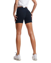 Load image into Gallery viewer, THE GYM PEOPLE High Waist Yoga Shorts for Women Tummy Control Fitness Athletic Workout Running Shorts with Deep Pockets (Medium, Navy Blue)
