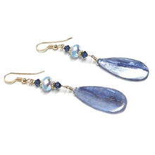 Load image into Gallery viewer, Ice Blue Kyanite Flat Teardrop Earrings Sterling Silver or Gold-Filled
