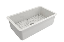 Load image into Gallery viewer, BOCCHI 1362-001-0120 Sotto Undermount Fireclay 32 in. Single Bowl Kitchen Sink with Protective Bottom Grid and Strainer in White

