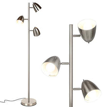 Load image into Gallery viewer, Brightech Jacob - LED Reading and Floor Lamp for Living Rooms &amp; Bedrooms - Classy, Mid Century Modern Adjustable 3 Light Tree - Standing Tall Pole Lamp with 3 LED Bulbs - Satin Nickel
