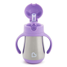 Load image into Gallery viewer, Munchkin Cool Cat Stainless Steel Straw Cup, 8 Ounce, Purple
