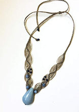 Load image into Gallery viewer, Blue Celestite/Angelite Teardrop shape macrame necklace, handmade
