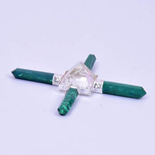 Load image into Gallery viewer, Malachite Energy Generator 4 Pencils Reiki Chakra Healing Crystal Clear Quartz Pyramid Stone
