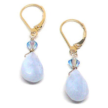 Load image into Gallery viewer, Blue Lace Agate Briolette Sterling Silver Lever Back Earrings Crystal
