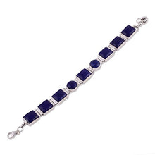 Load image into Gallery viewer, NOVICA Lapis Lazuli .925 Sterling Silver Link Bracelet, 6.75", Connected'
