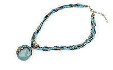 Load image into Gallery viewer, Harlorki Women's Retro Bohemian Style Turquoise Rhinestone Pendant Collar Chain Necklace
