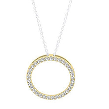 Load image into Gallery viewer, 0.10 Carat (ctw) Round White Diamond Circle Pendant 1/10 CT (Silver Chain Included), 14K Yellow Gold
