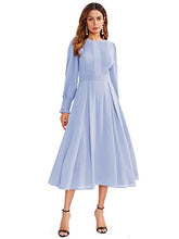 Load image into Gallery viewer, Milumia Women's Elegant Frilled Long Sleeve Pleated Fit and Flare Dress Light Blue Medium
