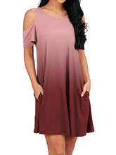 Load image into Gallery viewer, Womens Casual Dresses Tunic Summer Dresses with Pocket Ombre Red S
