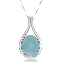 Load image into Gallery viewer, Sterling Silver Oval Natural Larimar Pendant with 18" Chain

