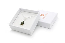 Load image into Gallery viewer, 925 Sterling Silver Teardrop Necklace with Natural Baltic Green Amber. Gemstone Pendant for Girls, Teens, Women. 20" Snake Chain Included
