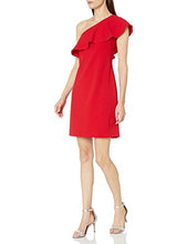Load image into Gallery viewer, Julia Jordan Women's One Shoulder Ruffle Dress, red, 10
