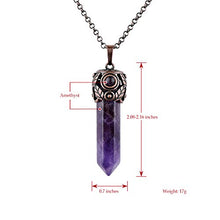 Load image into Gallery viewer, Top Plaza Amethyst Healing Crystal Stone Hexagonal Prism Gemstone Quartz Pendant Necklace Retro Antique Brass Chakra Jewelry for Womens Girls

