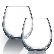 Load image into Gallery viewer, Chef's Star Elegant Glass Stemless Wine Glasses for Red or White Wine Heavy Base Ideal For Cocktails &amp; Scotch Perfect For Homes &amp; Bars 15 oz, Set of 2
