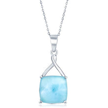 Load image into Gallery viewer, Sterling Silver High Polish Natural Larimar Square 18" Pendant Necklace
