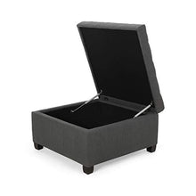 Load image into Gallery viewer, Christopher Knight Home Hedda Tufted Fabric Storage Ottoman, Dark Gray, Dark Brown
