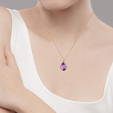 Load image into Gallery viewer, 10k Rose Gold Genuine Pear-shape Amethyst Teardrop Pendant Necklace
