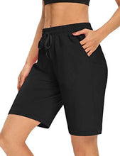 Load image into Gallery viewer, DIBAOLONG Womens Yoga Shorts Loose Comfy Drawstring Lounge Bermuda Shorts with 3 Pockets Purple S
