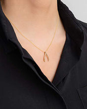 Load image into Gallery viewer, 14k solid yellow gold wishbone necklace, Zoe Lev jewelry
