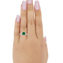 Load image into Gallery viewer, Blue Apple Co. Halo Infinity Shank Engagement Ring Cushion Simulated Emerald Round Cubic Zirconia 925 Sterling Silver, Size-8
