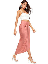 Load image into Gallery viewer, SheIn Women's Casual Slit Wrap Asymmetrical Elastic High Waist Maxi Draped Skirt Pink Small
