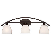 Load image into Gallery viewer, Jenisen Arch Modern Farmhouse Wall Light Bronze Hardwired 29" Wide 3-Light Fixture White Glass Shades for Bathroom Vanity Mirror - Franklin Iron Works
