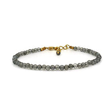 Load image into Gallery viewer, Gempires Natural Labradotite 3.5 mm Beads Bracelet, Handmade Jewelry, 7 + 1 Inch 14k Yellow Gold Plated Adjustable Chain (Labradorite)
