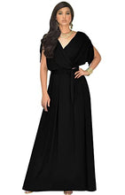 Load image into Gallery viewer, KOH KOH Petite Womens Long Semi-Formal Short Sleeve V-Neck Full Floor Length V-Neck Flowy Cocktail Wedding Guest Party Bridesmaid Maxi Dress Dresses Gown Gowns, Gray/Grey XS 2-4
