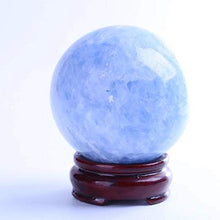 Load image into Gallery viewer, MOKA 1pc Blue Color Natural Celestite Quartz Stone Ball 70-80mm kyanite Crystal Ball Sphere for Reiki Meditation

