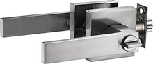 Load image into Gallery viewer, Berlin Modisch Contemporary Square Privacy Lever Door Handle Easy to Open Locking Lever Set [for Bedroom or Bathroom] Reversible for Right &amp; Left Sided Doors Heavy Duty - Satin Nickel Finish

