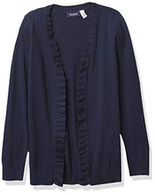 Load image into Gallery viewer, The Children's Place girls Uniform Ruffle Open Front Cardigan Pullover Sweater, Tidal, 10-12 Years US
