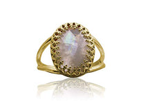 Load image into Gallery viewer, Moonstone Rings for Women by Anemone Jewelry - Adorable Oval Moonstone Ring with 14K Rose Gold-filled Band - Customizable - Gorgeous June Birthstone Ring Sizes 3-12.5 - Handmade by Artisans
