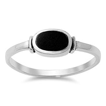 Load image into Gallery viewer, Women's Simple Simulated Black Onyx Unique Ring New .925 Sterling Silver Band Size 6
