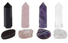 Load image into Gallery viewer, Luckeeper Healing Crystal Wands | 2" Amethyst Crystal, Rose Quartz,Clear Quartz,Black Obsidian| 6 Faceted Reiki Chakra with 4 pcs Tumbled Crystals
