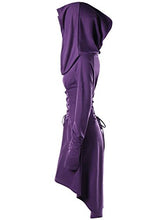 Load image into Gallery viewer, Gemijack Womens Renaissance Costumes Hooded Robe Lace Up Vintage Pullover High Low Long Hoodie Dress Cloak Purple
