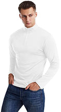 Load image into Gallery viewer, YTD Men's Classic Zip Up Long Sleeve Polo Shirts Casual Slim Fit Tops Basic Designed Cotton Shirts L White
