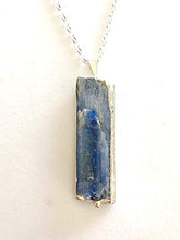 Load image into Gallery viewer, Kyanite Necklace, Raw Blue Kyanite, Silver Electroplated Setting, Statement Necklace, Healing Gemstone.
