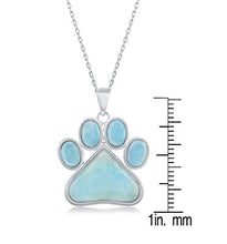 Load image into Gallery viewer, Sterling Silver Natural Larimar Paw Print 18" Pendant Necklace
